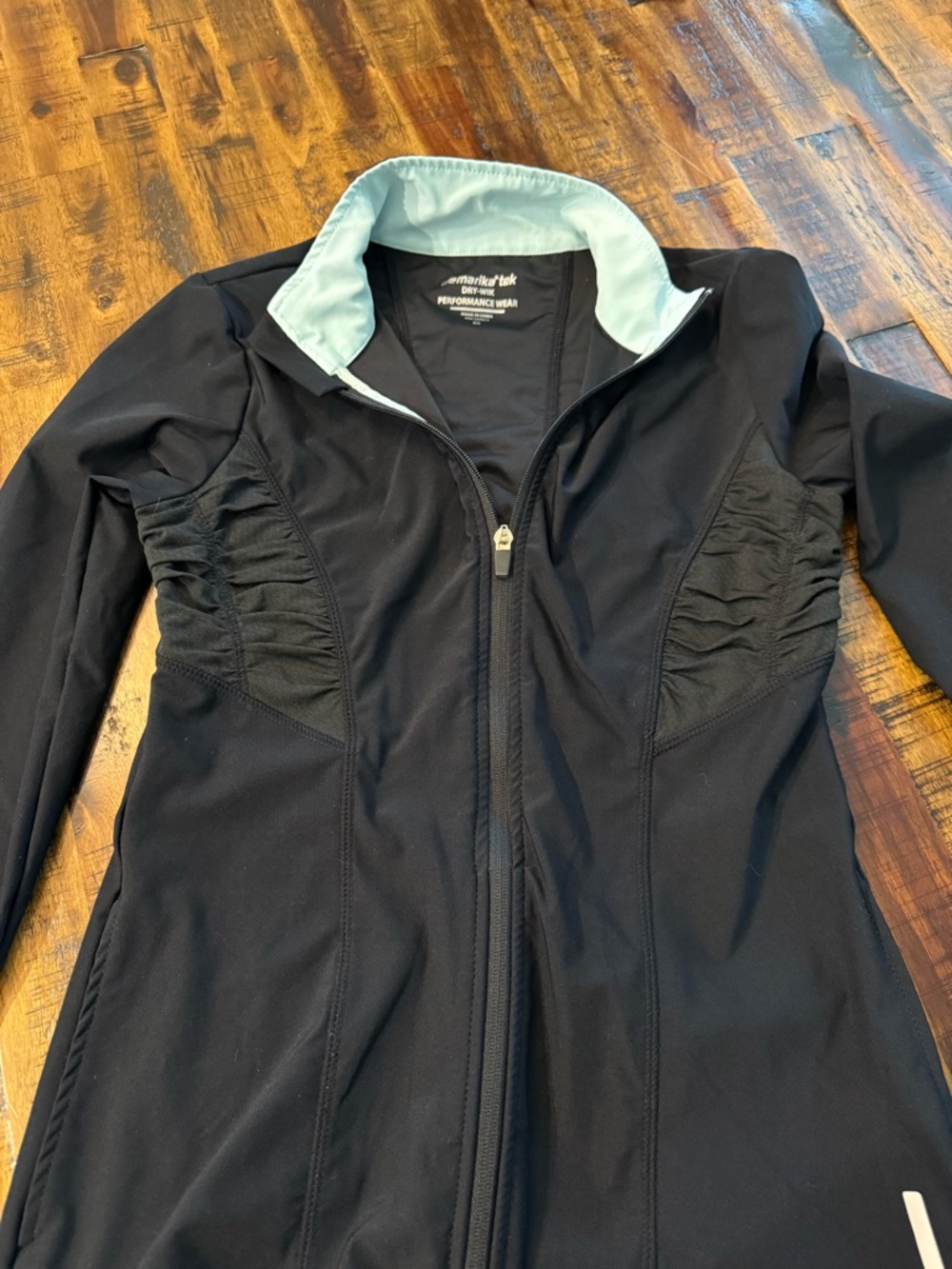 Marika tek dry-wik women's relaxed fit zip up athletic jacket sz M. black teal
